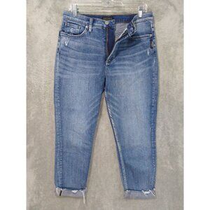 Silver Jeans Womens 31x25 Blue Denim Calley Skinny Crop Distressed Cuffed